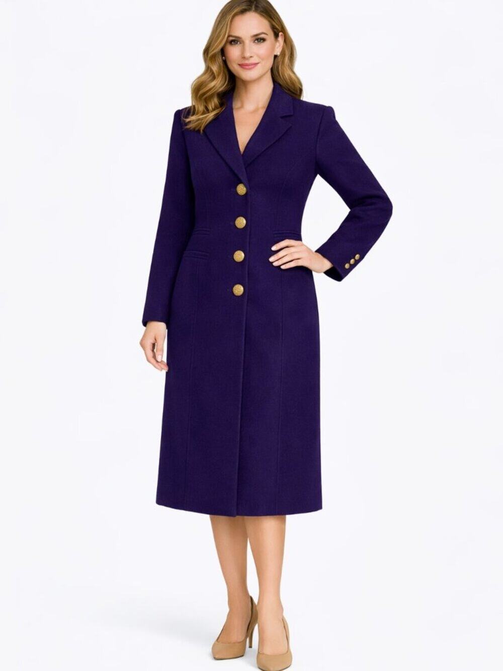 Harvé Benard Purple Wool Coat – Petite Size 6 (NWT)